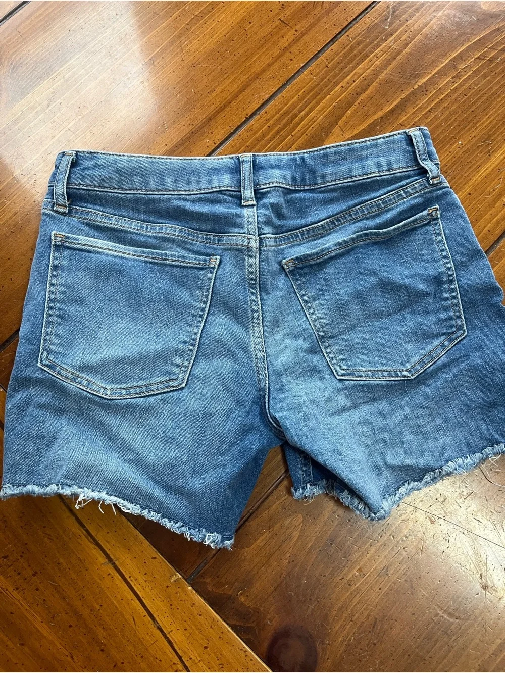 Gap Girls Size 16 Stretch Denim Midi Shorts Raw Hem Cutoffs EUC